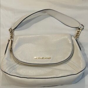Michael Kors Cream Shoulder Bag with Gold Accents
